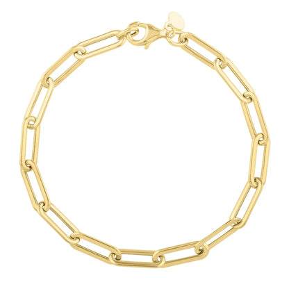 Long Domed Paperclip Bracelet in 14K Yellow Gold RCJ Bracelets  CELESTIA LUXE JEWELLERS