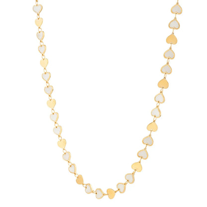 MOP Gem Heart Mirror Chain Necklace in 14K Yellow Gold RCJ Necklaces  CELESTIA LUXE JEWELLERS