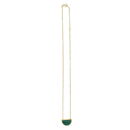 Malachite Geometric Half Moon Necklace in 14K Yellow Gold RCJ Necklaces  CELESTIA LUXE JEWELLERS