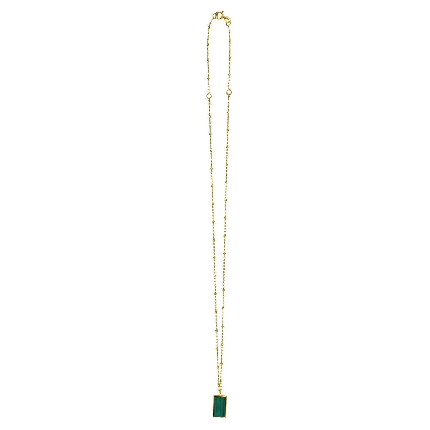 Malachite Geometric Rectangle Necklace in 14K Yellow Gold RCJ Necklaces  CELESTIA LUXE JEWELLERS