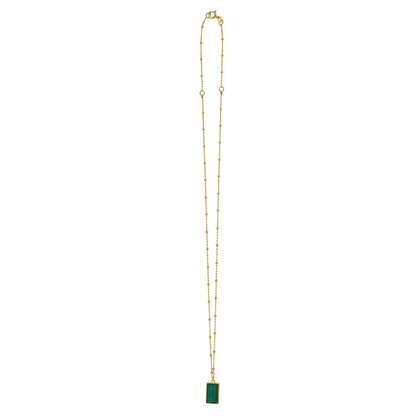 Malachite Geometric Rectangle Necklace in 14K Yellow Gold RCJ Necklaces  CELESTIA LUXE JEWELLERS