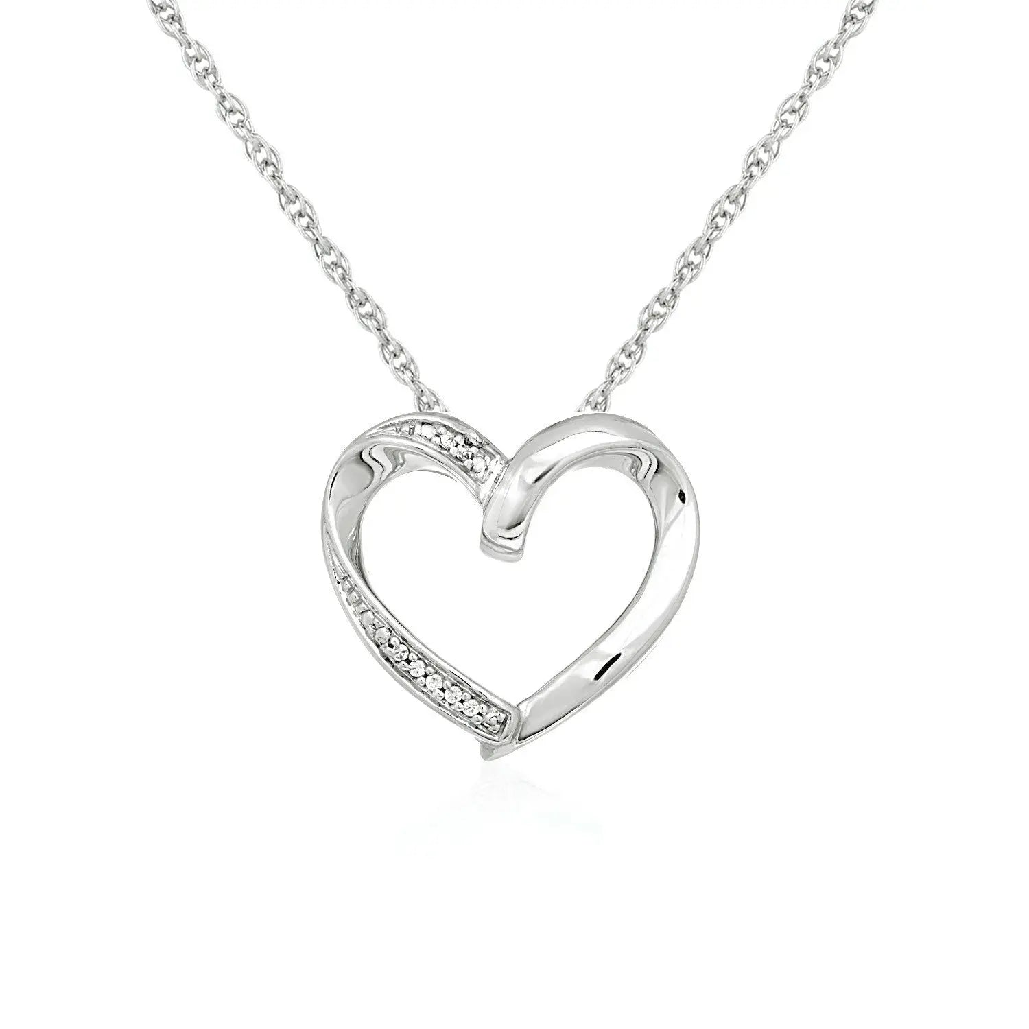 Open Heart Pendant with Diamonds in Sterling Silver RCJ Pendants  CELESTIA LUXE JEWELLERS