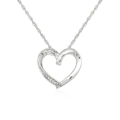 Open Heart Pendant with Diamonds in Sterling Silver RCJ Pendants  CELESTIA LUXE JEWELLERS