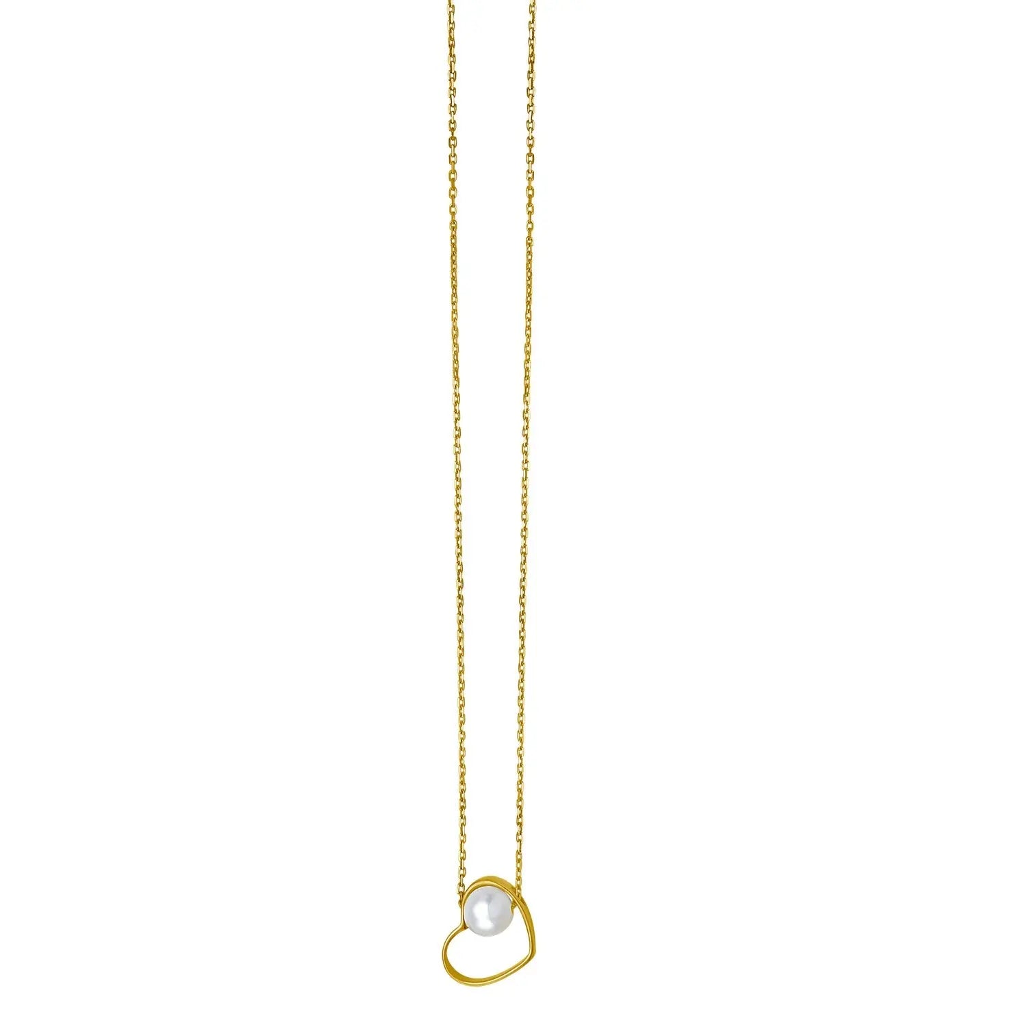 Open Heart and Pearl Necklace in 14K Yellow Gold RCJ Necklaces  CELESTIA LUXE JEWELLERS