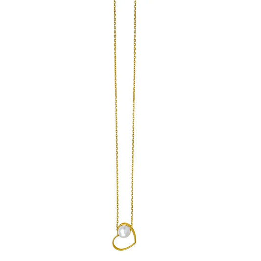 Open Heart and Pearl Necklace in 14K Yellow Gold RCJ Necklaces  CELESTIA LUXE JEWELLERS