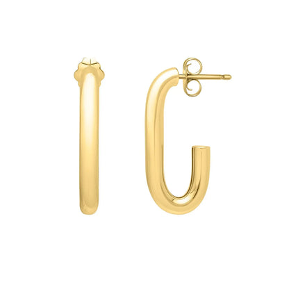 Paperclip Hoop Earrings in 14K Yellow Gold (27mmx12mm) RCJ Earrings  CELESTIA LUXE JEWELLERS