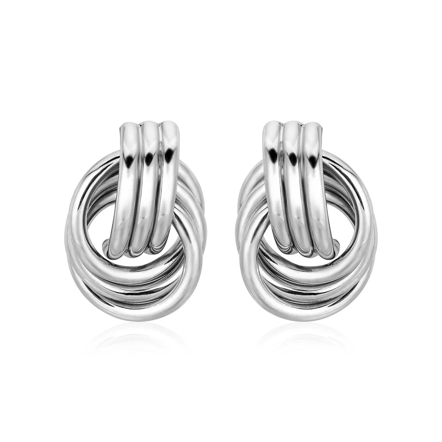 Polished Love Knot Earrings with Interlocking Rings in Sterling Silver(15mm) RCJ Earrings  CELESTIA LUXE JEWELLERS