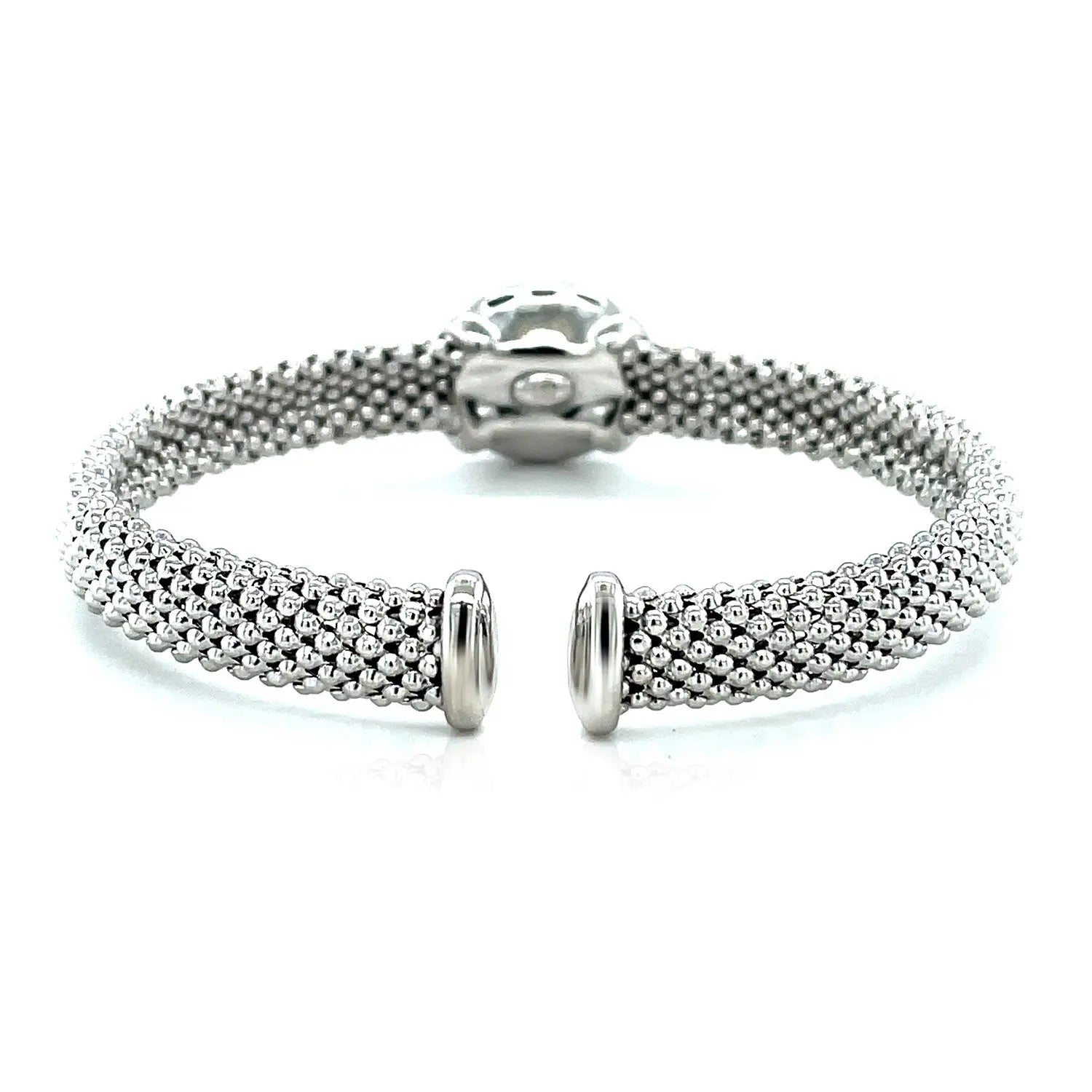 Popcorn Texture Cuff Bangle with Blue Topaz and Diamonds in Sterling Silver RCJ Bangles  CELESTIA LUXE JEWELLERS