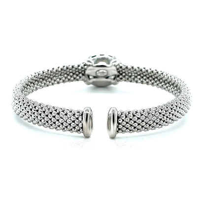 Popcorn Texture Cuff Bangle with Blue Topaz and Diamonds in Sterling Silver RCJ Bangles  CELESTIA LUXE JEWELLERS