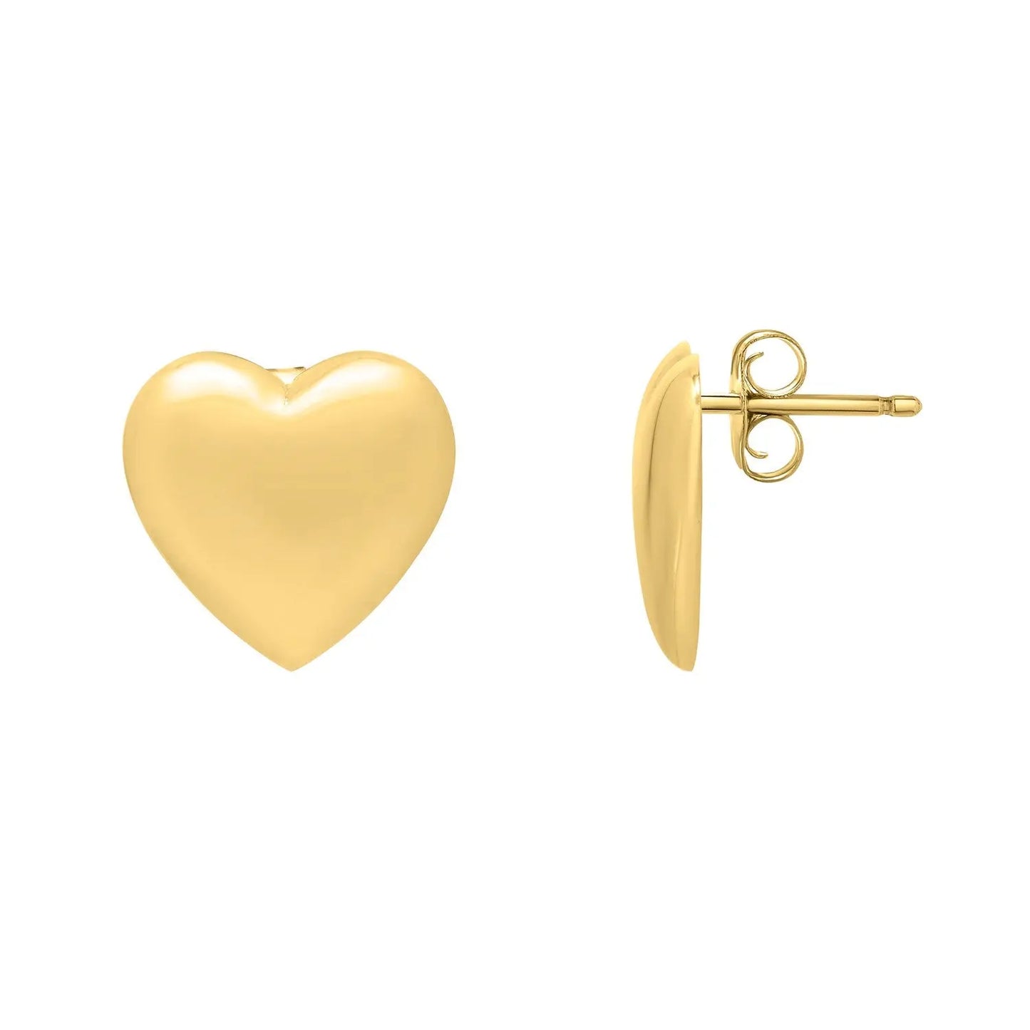 Puffed Up Heart Stud Earrings in 14K Yellow Gold RCJ Earrings  CELESTIA LUXE JEWELLERS