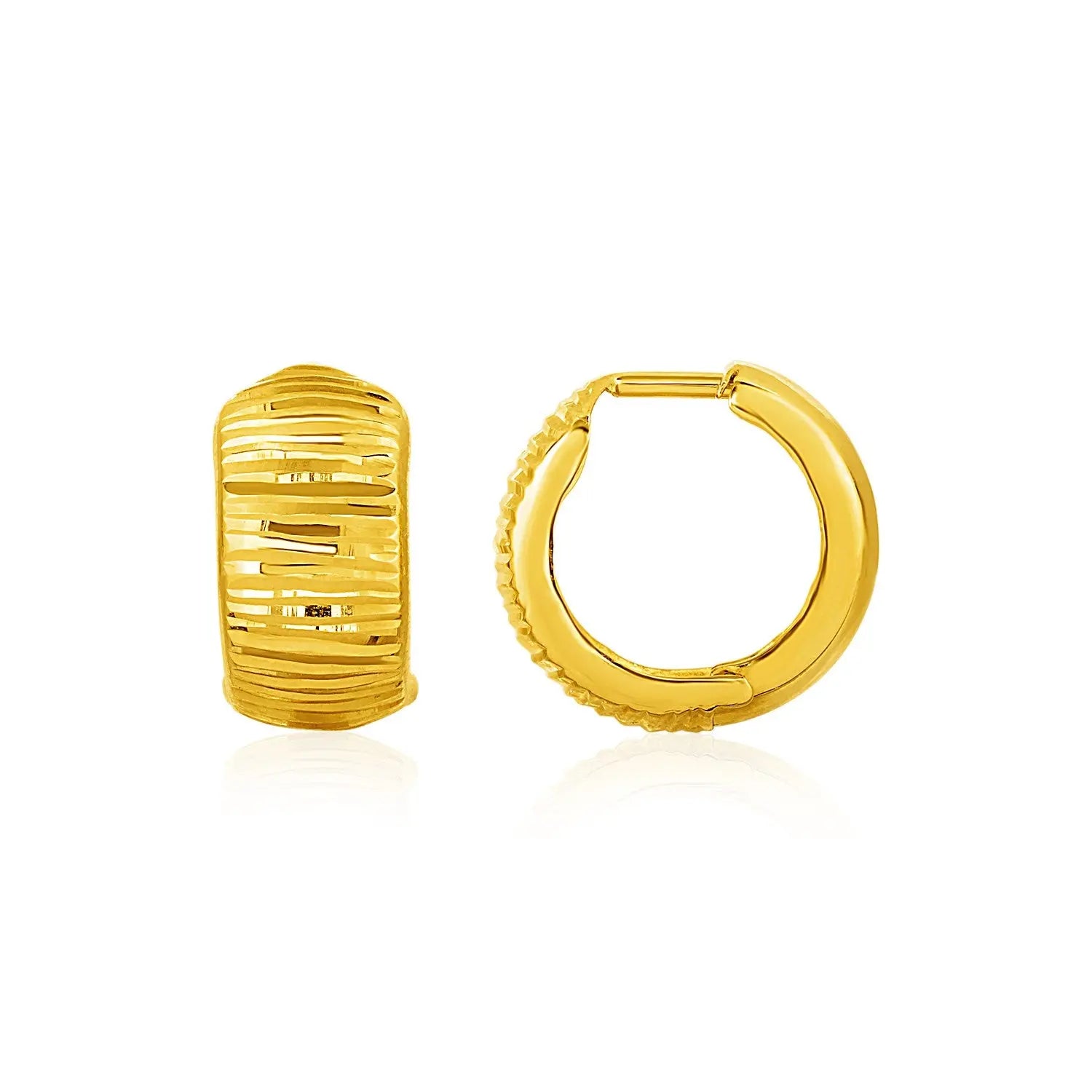 Reversible Textured and Smooth Snuggable Earrings in 10k Yellow Gold RCJ Earrings  CELESTIA LUXE JEWELLERS