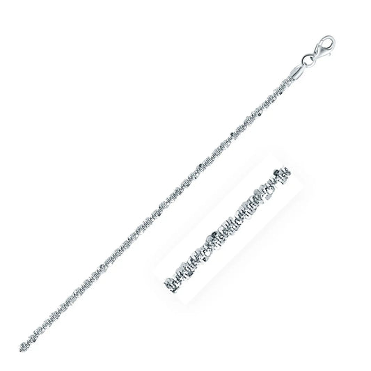 Rhodium Plated 2.2mm Sterling Silver Sparkle Style Chain (2.20 mm) RCJ Chains  CELESTIA LUXE JEWELLERS