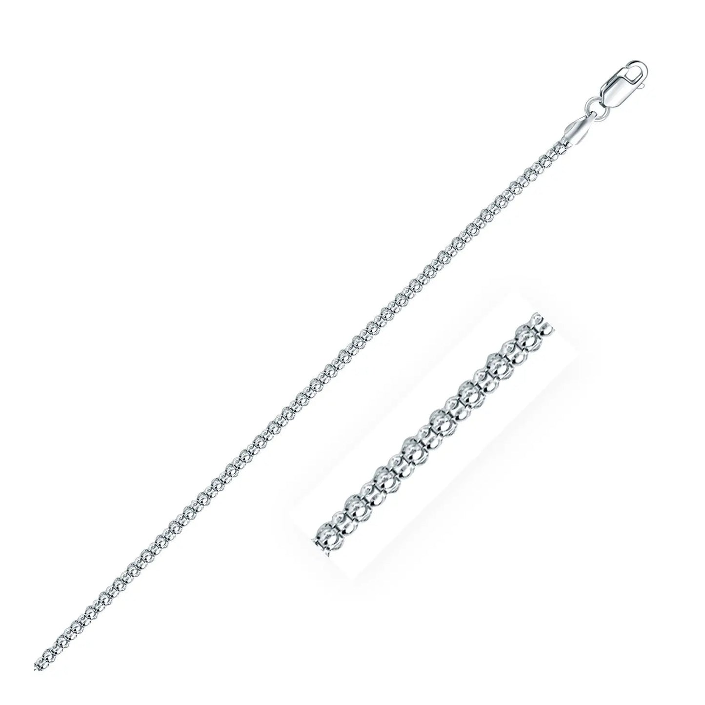 Rhodium Plated 2.5mm Sterling Silver Popcorn Style Chain (2.50 mm) RCJ Chains  CELESTIA LUXE JEWELLERS