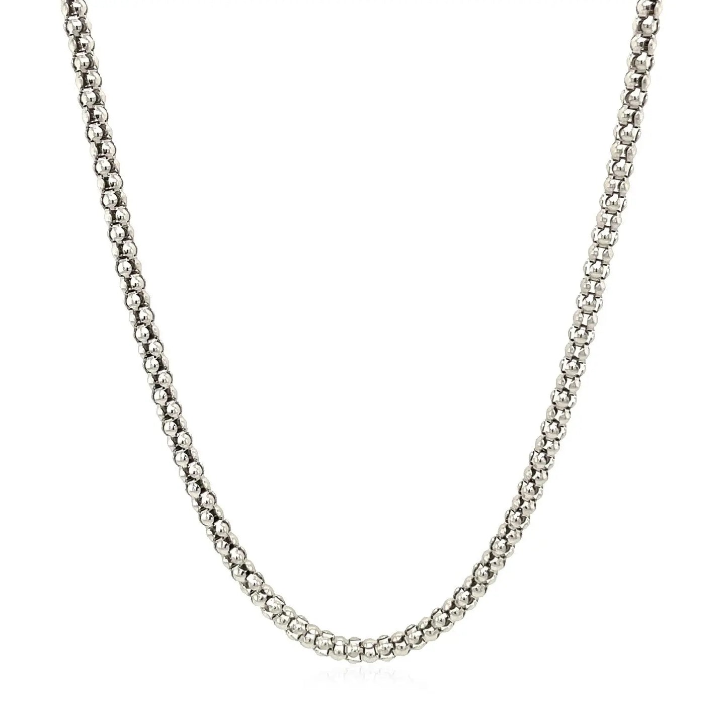 Rhodium Plated 2.5mm Sterling Silver Popcorn Style Chain (2.50 mm) RCJ Chains  CELESTIA LUXE JEWELLERS