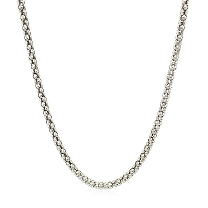 Rhodium Plated 2.5mm Sterling Silver Popcorn Style Chain (2.50 mm) RCJ Chains  CELESTIA LUXE JEWELLERS