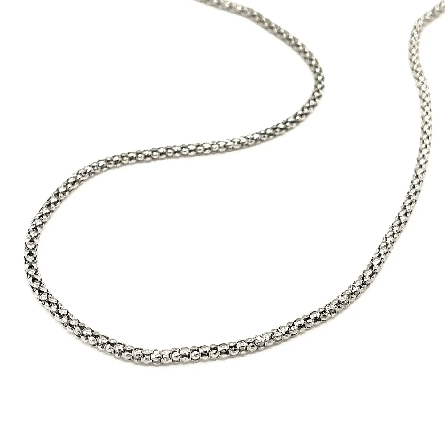 Rhodium Plated 2.5mm Sterling Silver Popcorn Style Chain (2.50 mm) RCJ Chains  CELESTIA LUXE JEWELLERS
