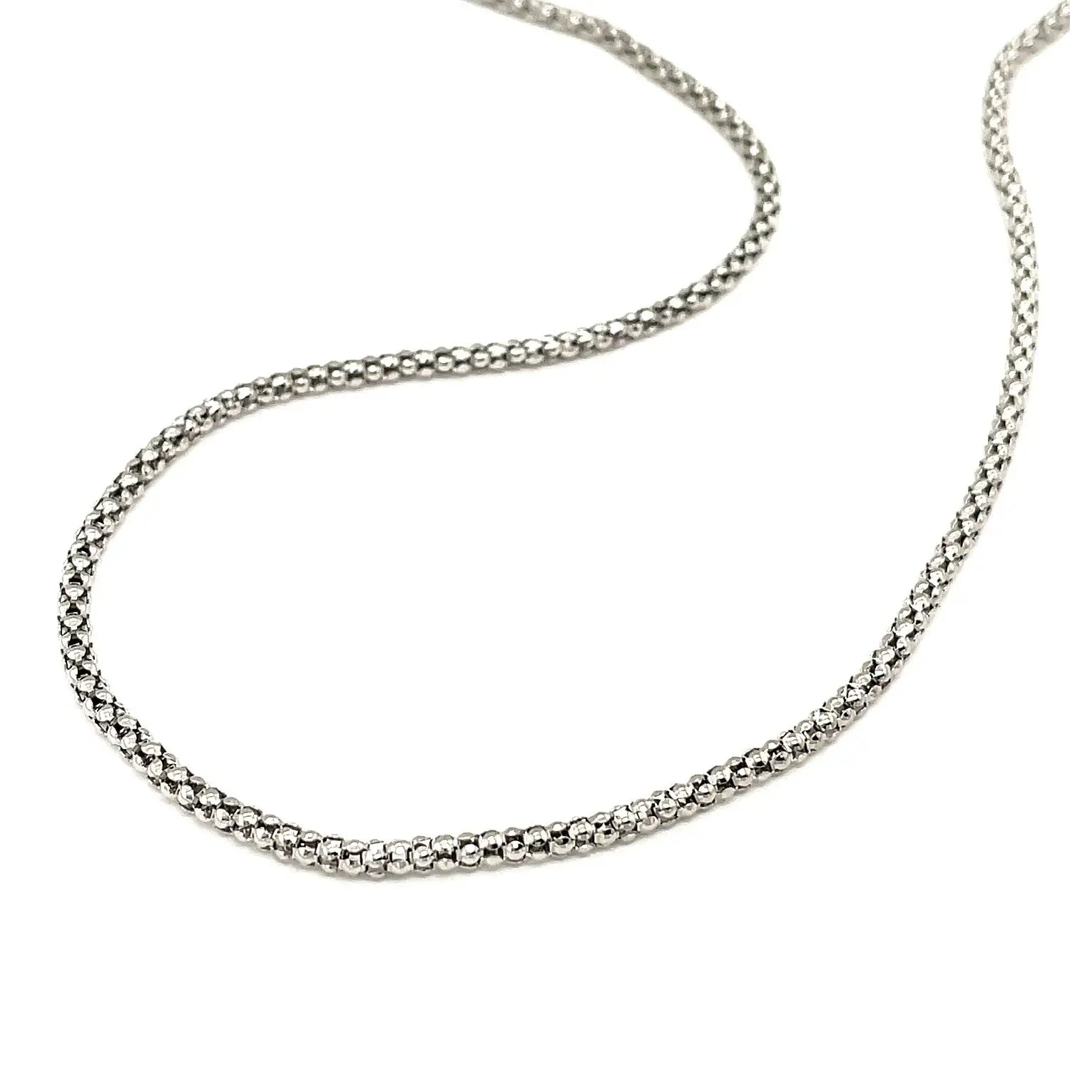 Rhodium Plated 2.5mm Sterling Silver Popcorn Style Chain (2.50 mm) RCJ Chains  CELESTIA LUXE JEWELLERS
