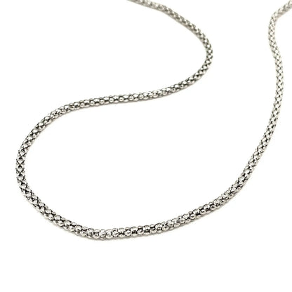 Rhodium Plated 2.5mm Sterling Silver Popcorn Style Chain (2.50 mm) RCJ Chains  CELESTIA LUXE JEWELLERS
