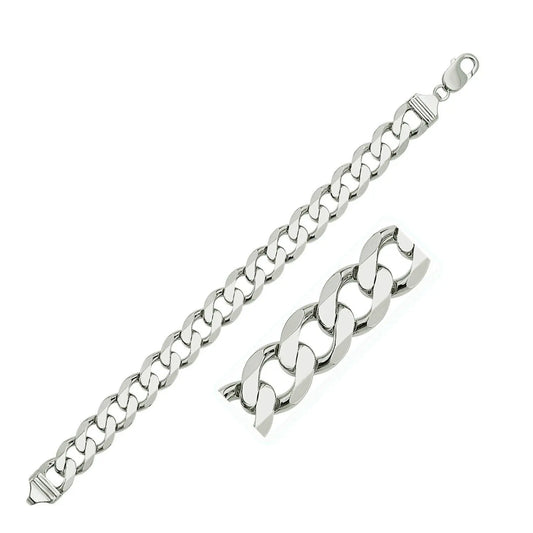 Rhodium Plated Sterling Silver Curb Style Bracelet (11.60 mm) RCJ Bracelets  CELESTIA LUXE JEWELLERS