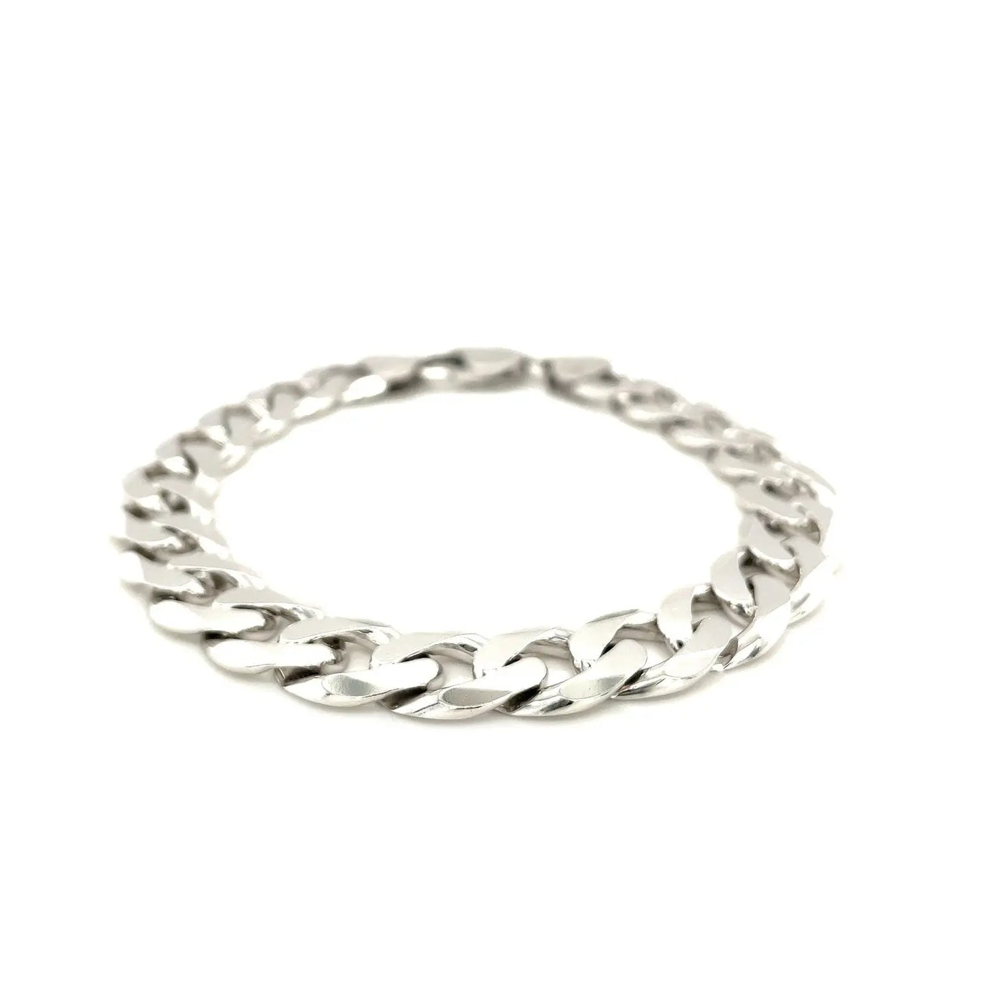 Rhodium Plated Sterling Silver Curb Style Bracelet (11.60 mm) RCJ Bracelets  CELESTIA LUXE JEWELLERS