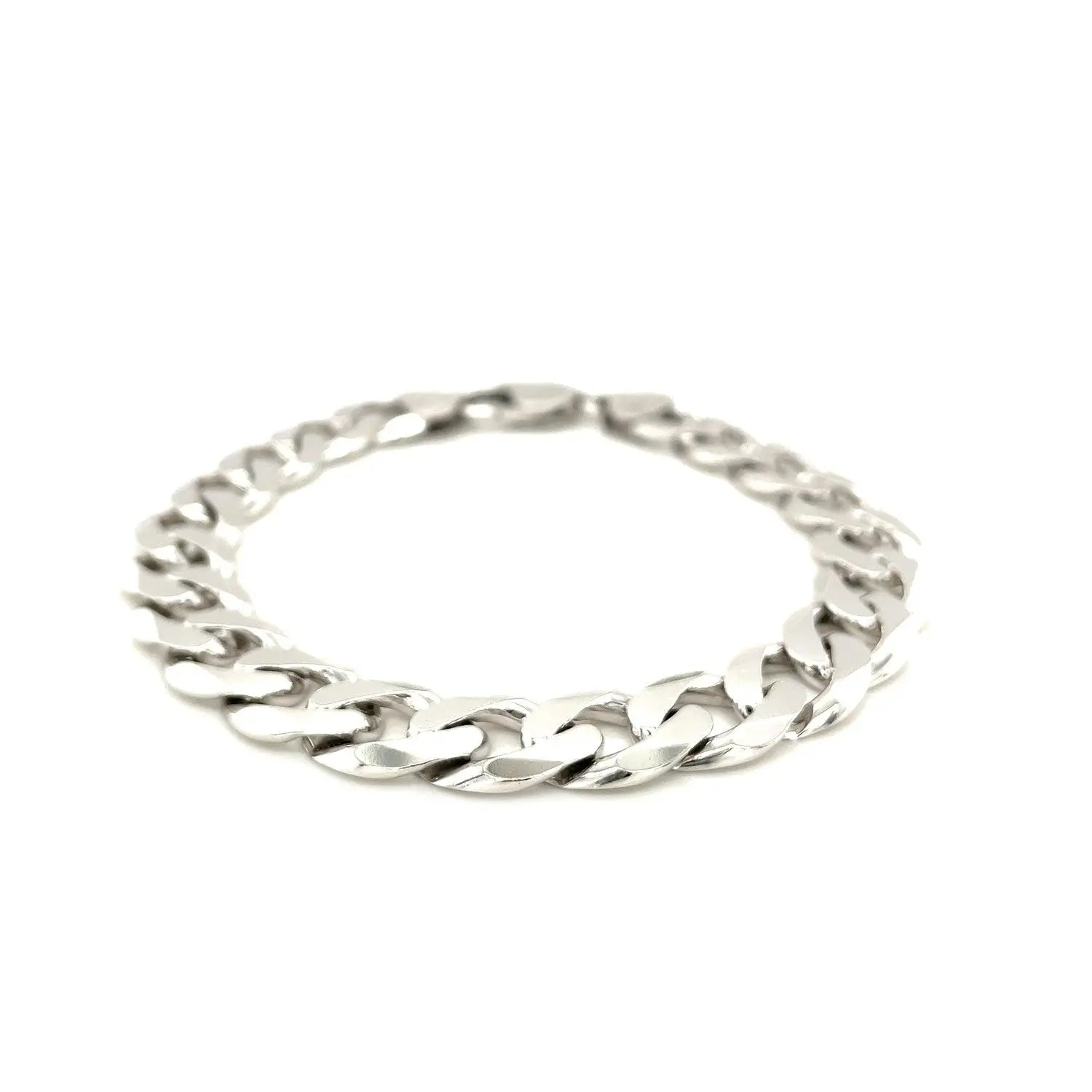 Rhodium Plated Sterling Silver Curb Style Bracelet (11.60 mm) RCJ Bracelets  CELESTIA LUXE JEWELLERS