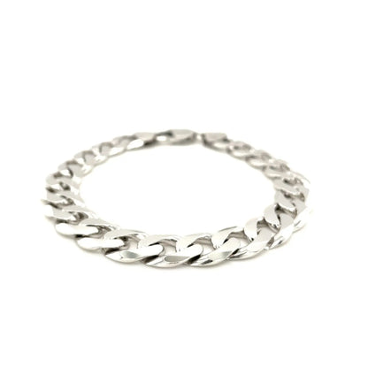 Rhodium Plated Sterling Silver Curb Style Bracelet (11.60 mm) RCJ Bracelets  CELESTIA LUXE JEWELLERS