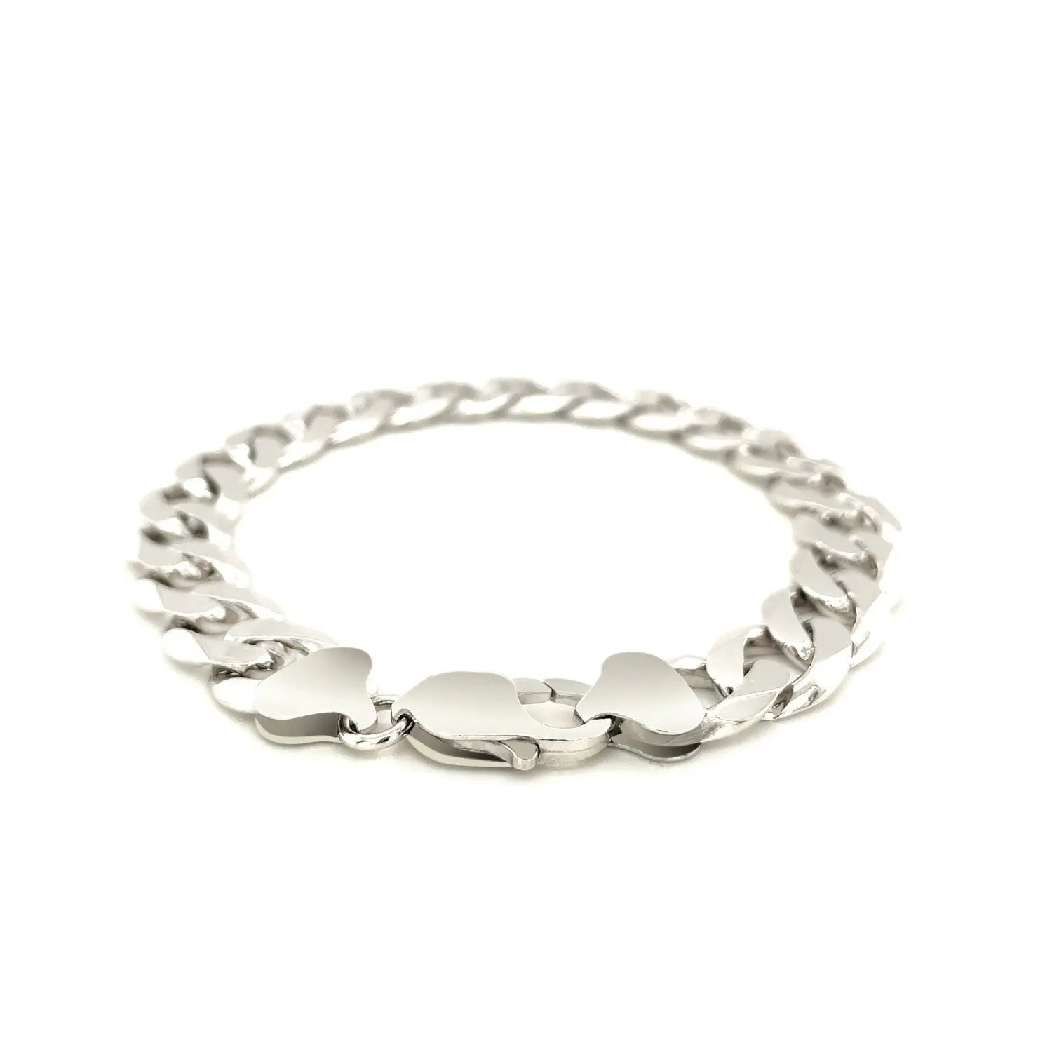 Rhodium Plated Sterling Silver Curb Style Bracelet (11.60 mm) RCJ Bracelets  CELESTIA LUXE JEWELLERS