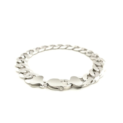 Rhodium Plated Sterling Silver Curb Style Bracelet (11.60 mm) RCJ Bracelets  CELESTIA LUXE JEWELLERS