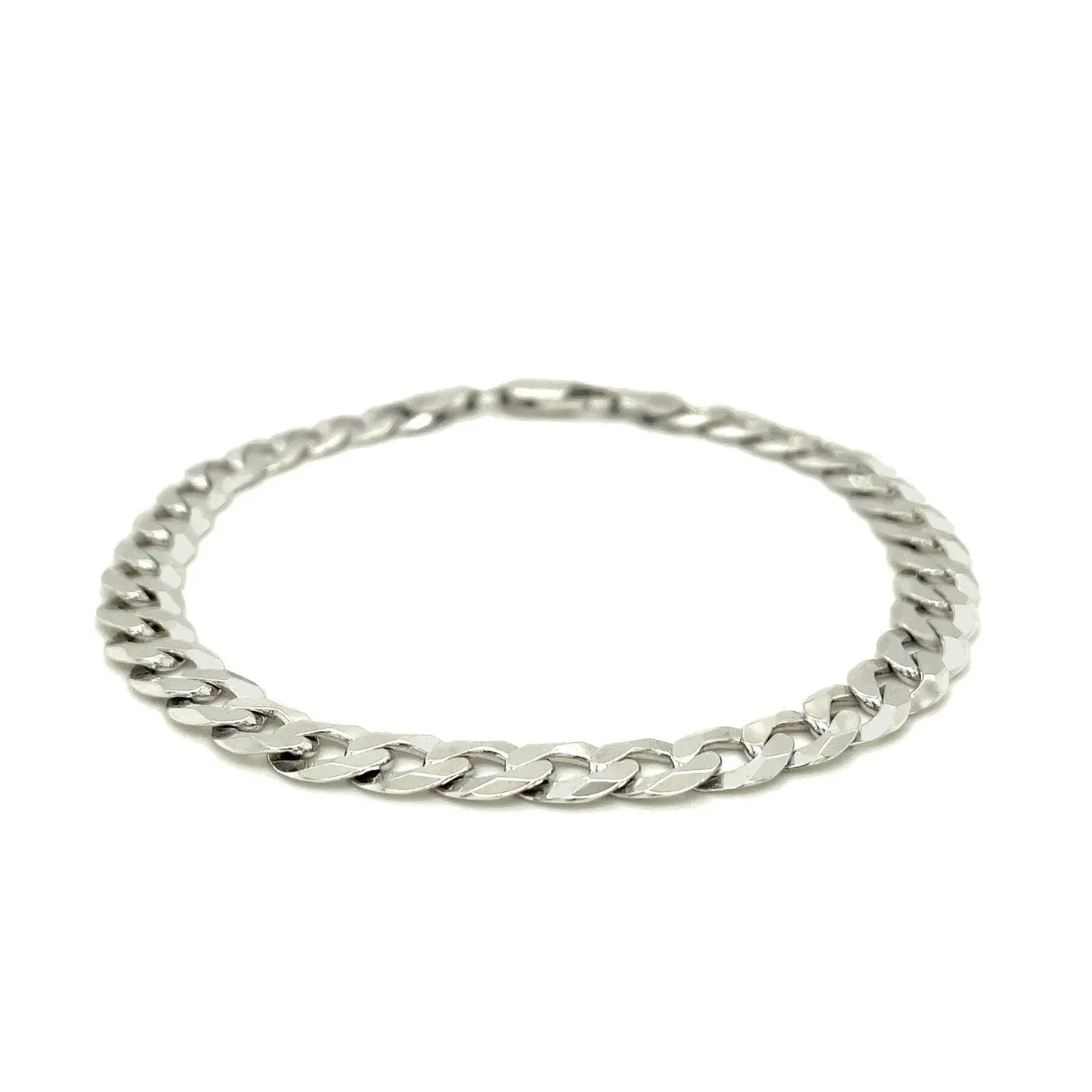 Rhodium Plated Sterling Silver Curb Style Bracelet (7.20 mm) RCJ Bracelets  CELESTIA LUXE JEWELLERS