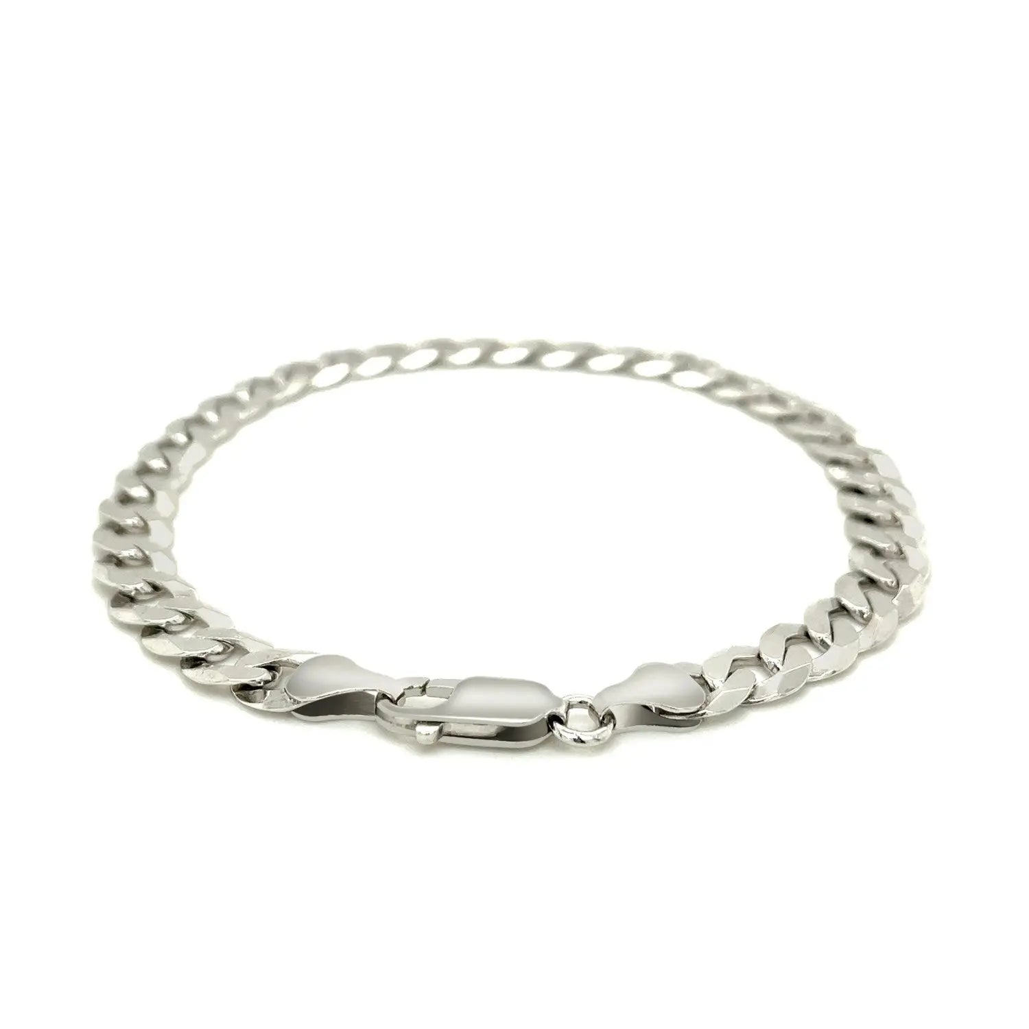 Rhodium Plated Sterling Silver Curb Style Bracelet (7.20 mm) RCJ Bracelets  CELESTIA LUXE JEWELLERS