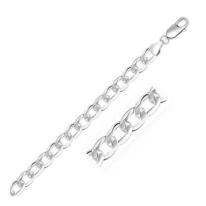 Rhodium Plated Sterling Silver Curb Style Bracelet (7.90 mm) RCJ Bracelets  CELESTIA LUXE JEWELLERS