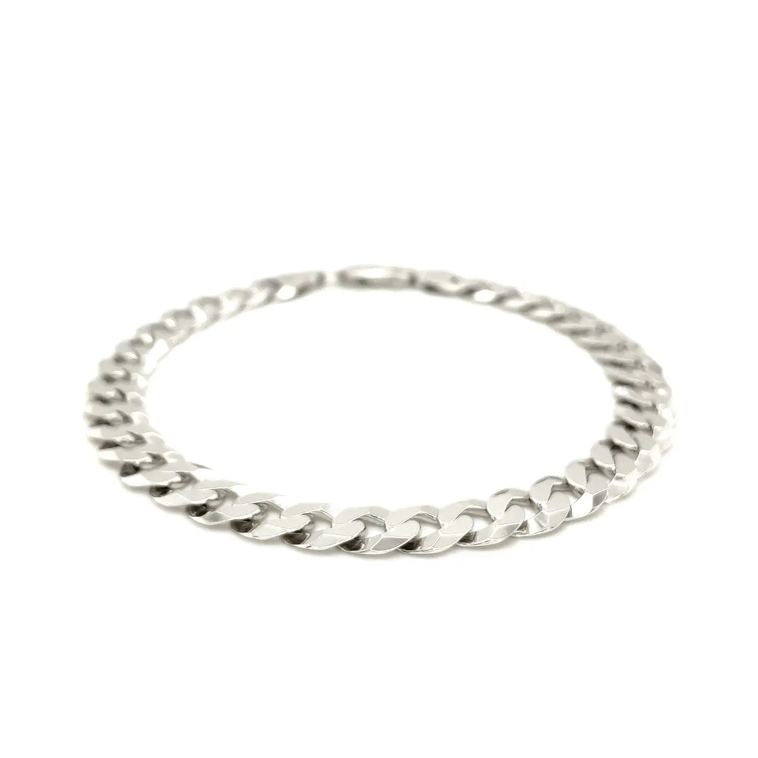 Rhodium Plated Sterling Silver Curb Style Bracelet (7.90 mm) RCJ Bracelets  CELESTIA LUXE JEWELLERS