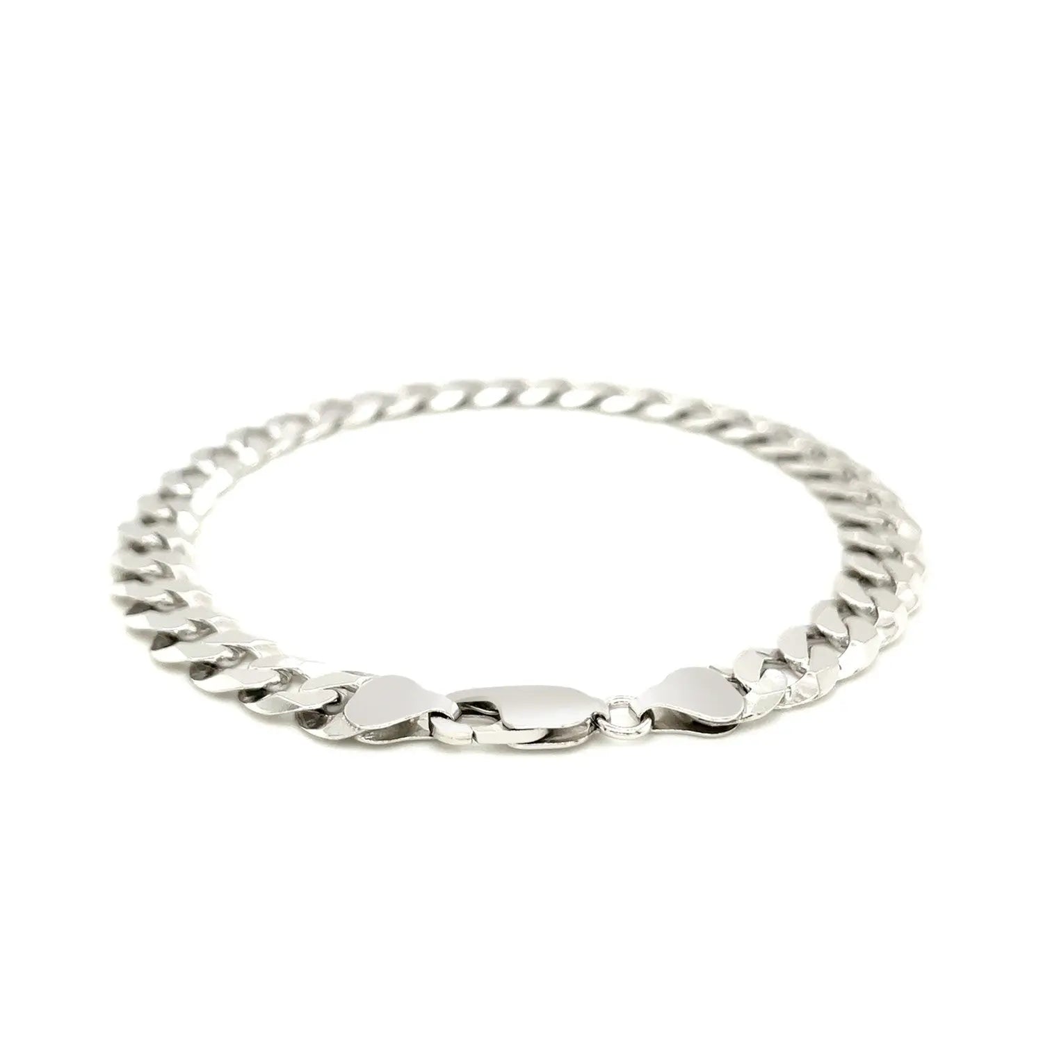 Rhodium Plated Sterling Silver Curb Style Bracelet (7.90 mm) RCJ Bracelets  CELESTIA LUXE JEWELLERS