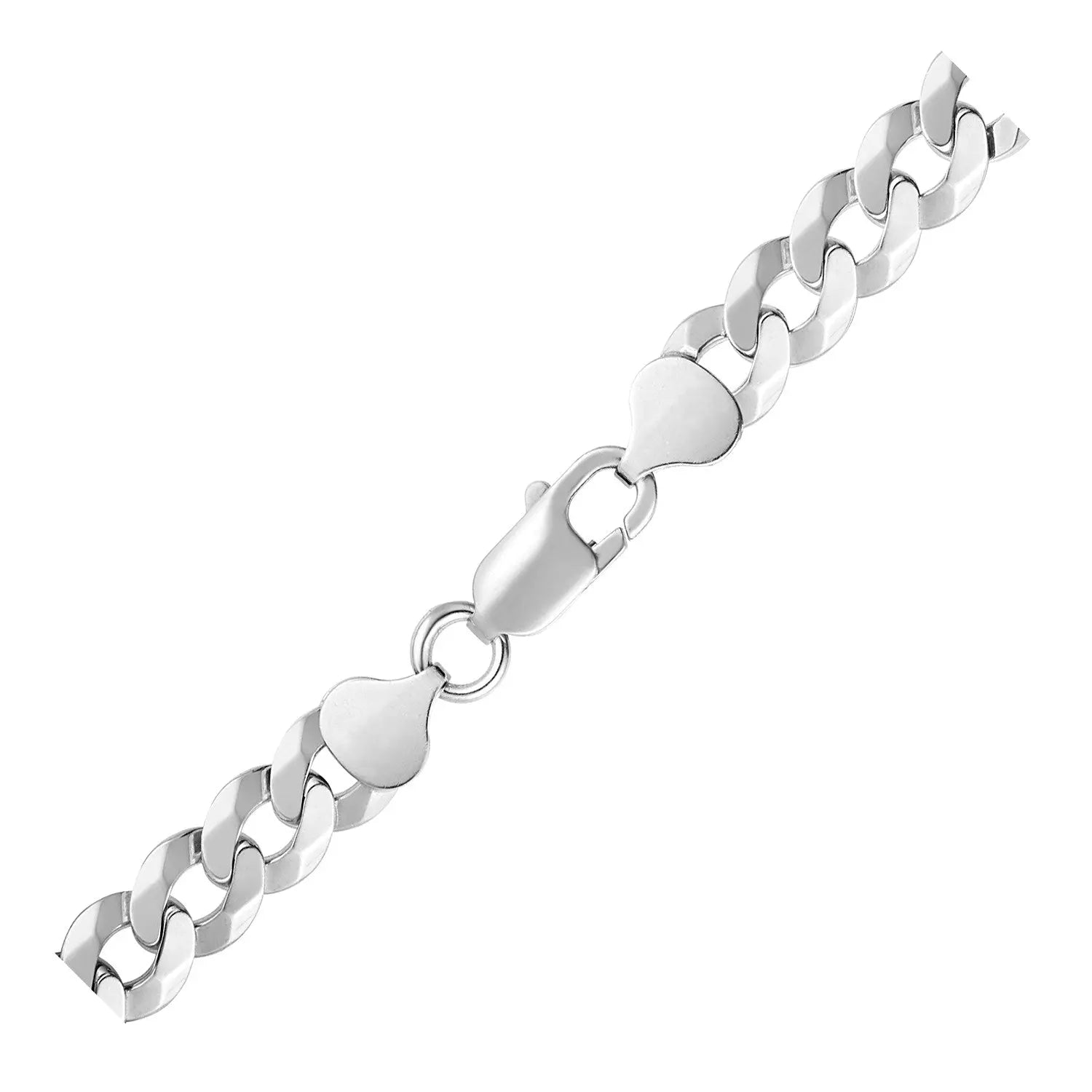 Rhodium Plated Sterling Silver Curb Style Bracelet (8.40 mm) RCJ Bracelets  CELESTIA LUXE JEWELLERS