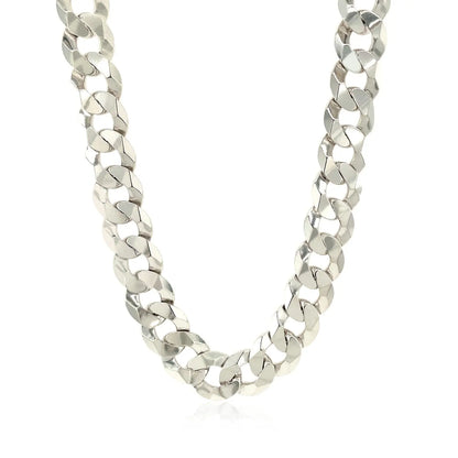 Rhodium Plated Sterling Silver Curb Style Chain (10.20 mm) RCJ Chains  CELESTIA LUXE JEWELLERS