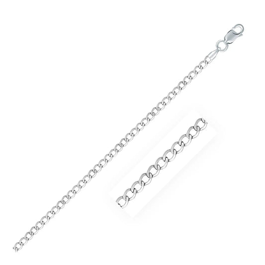 Rhodium Plated Sterling Silver Curb Style Chain (3.00 mm) RCJ Chains  CELESTIA LUXE JEWELLERS