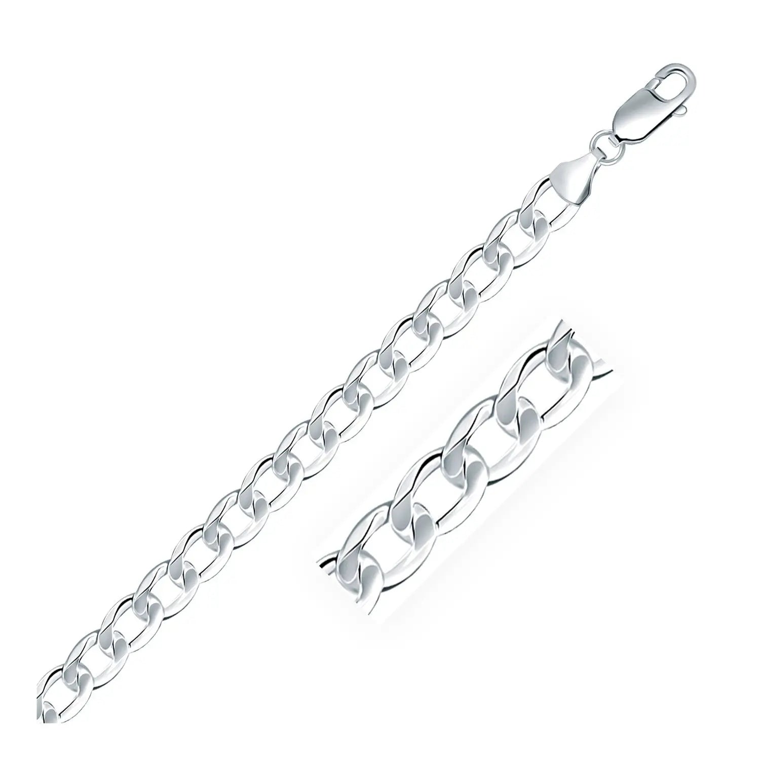 Rhodium Plated Sterling Silver Curb Style Chain (7.90 mm) RCJ Chains  CELESTIA LUXE JEWELLERS