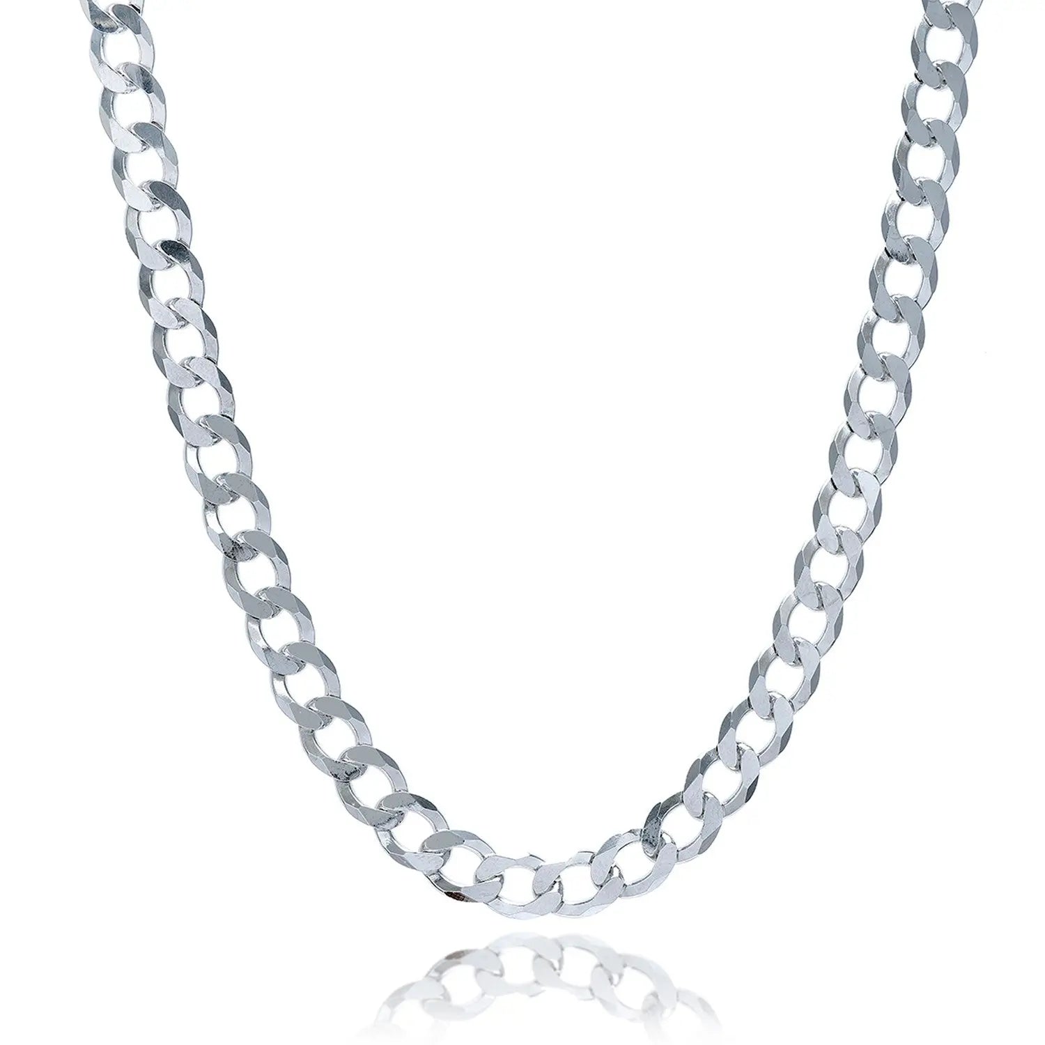 Rhodium Plated Sterling Silver Curb Style Chain (7.90 mm) RCJ Chains  CELESTIA LUXE JEWELLERS