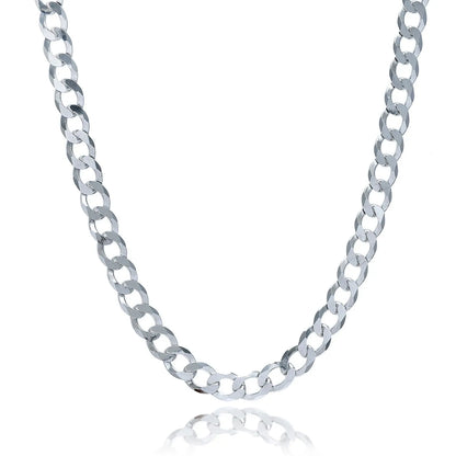 Rhodium Plated Sterling Silver Curb Style Chain (7.90 mm) RCJ Chains  CELESTIA LUXE JEWELLERS