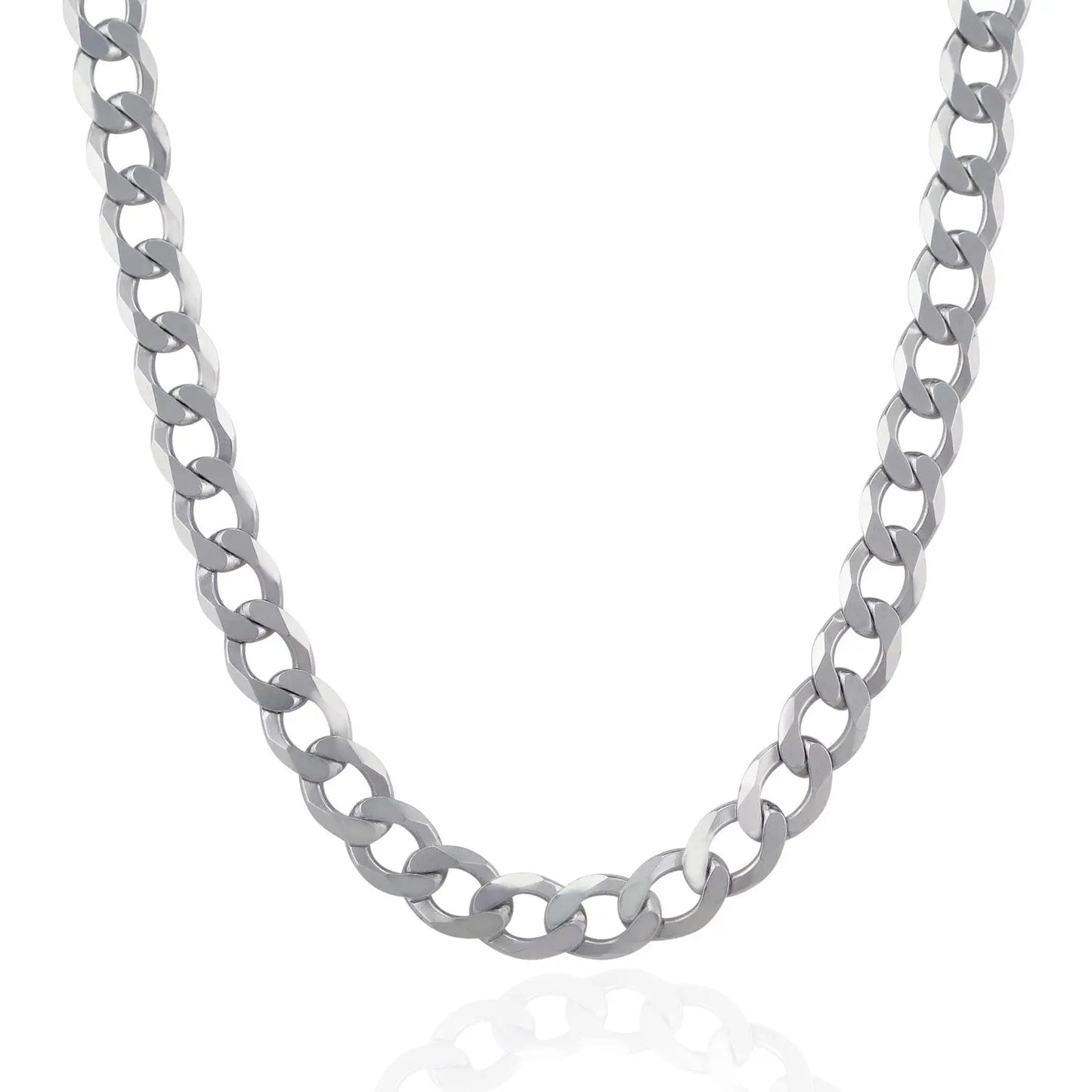 Rhodium Plated Sterling Silver Curb Style Chain (8.40 mm) RCJ Chains  CELESTIA LUXE JEWELLERS