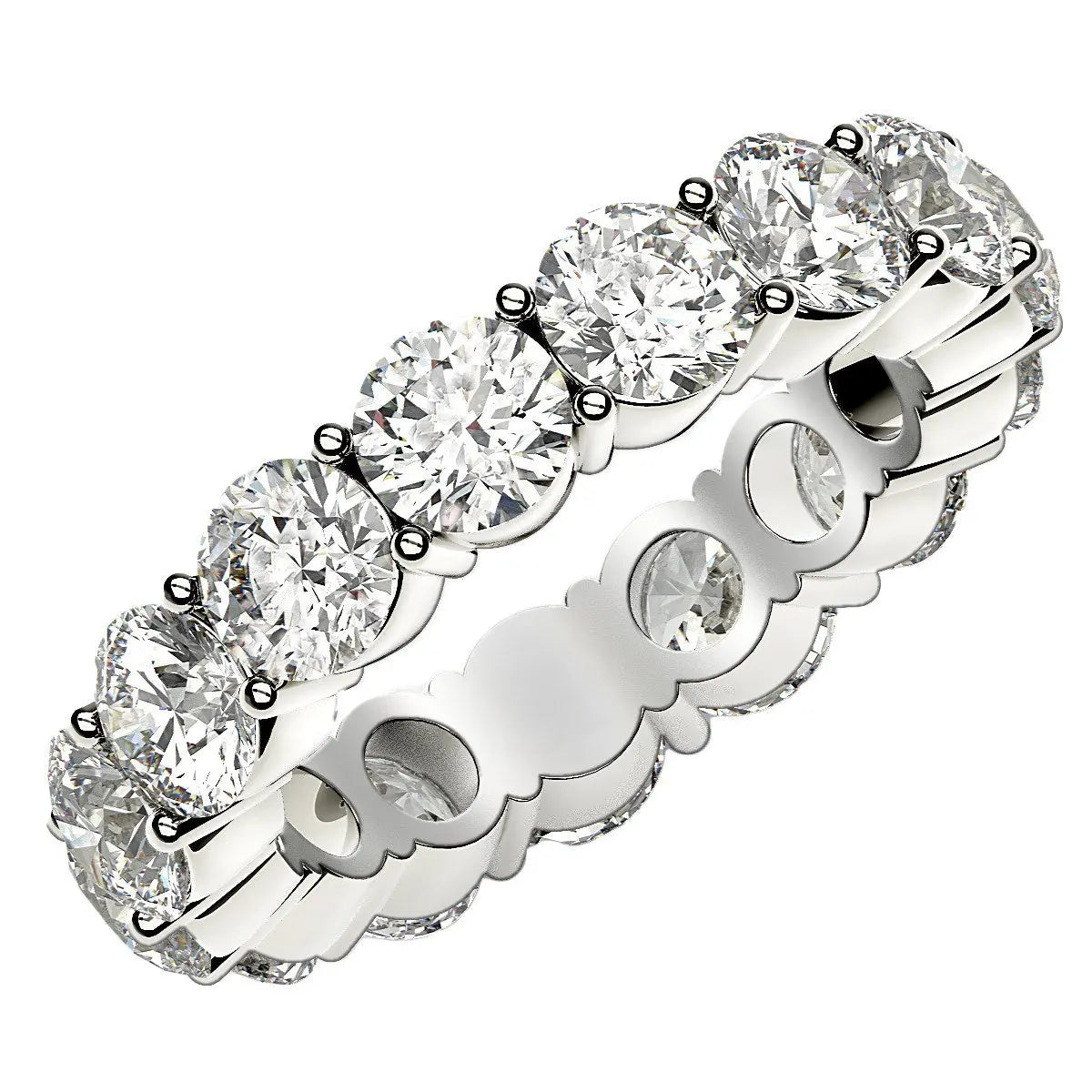 Round Cut Lab Grown Diamond Eternity Ring in 14k White Gold (5 cttw FG/VS2) RCJ Rings  CELESTIA LUXE JEWELLERS