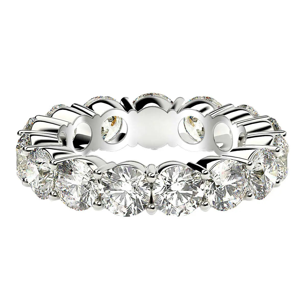 Round Cut Lab Grown Diamond Eternity Ring in 14k White Gold (5 cttw FG/VS2) RCJ Rings  CELESTIA LUXE JEWELLERS