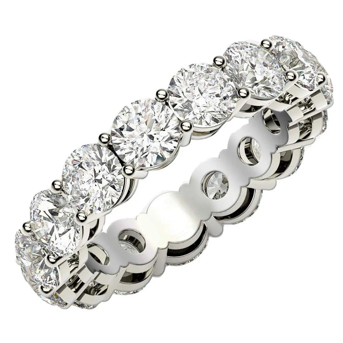 Round Cut Lab Grown Diamond Eternity Ring in 14k White Gold (5 cttw FG/VS2) RCJ Rings  CELESTIA LUXE JEWELLERS