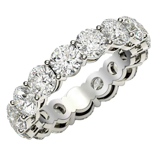 Round Cut Lab Grown Diamond Eternity Ring in 14k White Gold (5 cttw FG/VS2) RCJ Rings  CELESTIA LUXE JEWELLERS