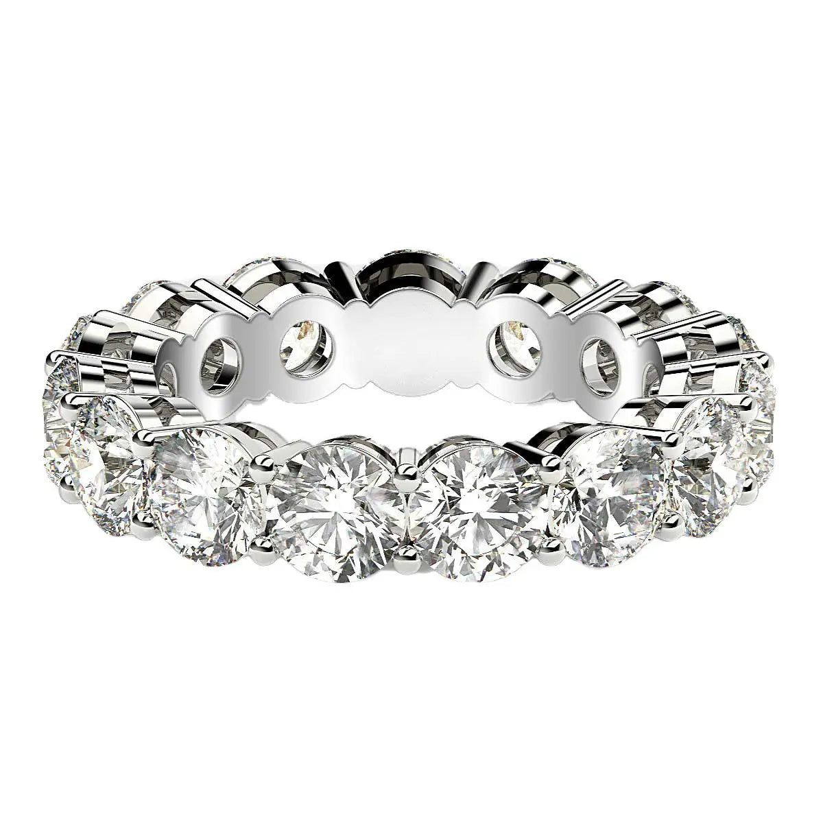 Round Cut Lab Grown Diamond Eternity Ring in 14k White Gold (5 cttw FG/VS2) RCJ Rings  CELESTIA LUXE JEWELLERS