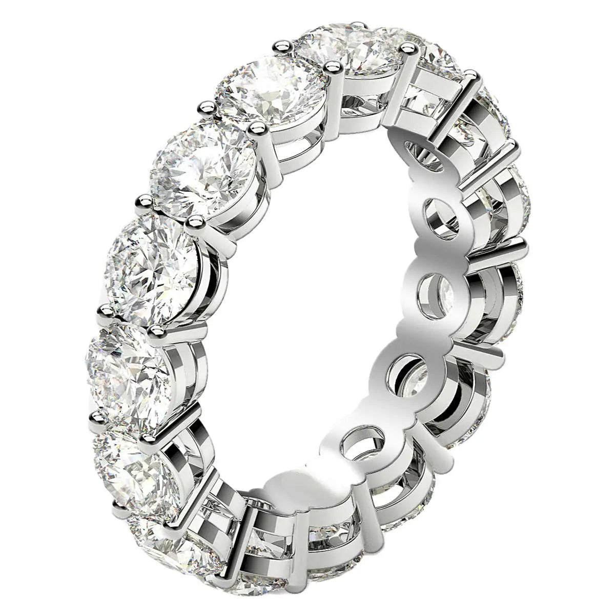 Round Cut Lab Grown Diamond Eternity Ring in 14k White Gold (5 cttw FG/VS2) RCJ Rings  CELESTIA LUXE JEWELLERS