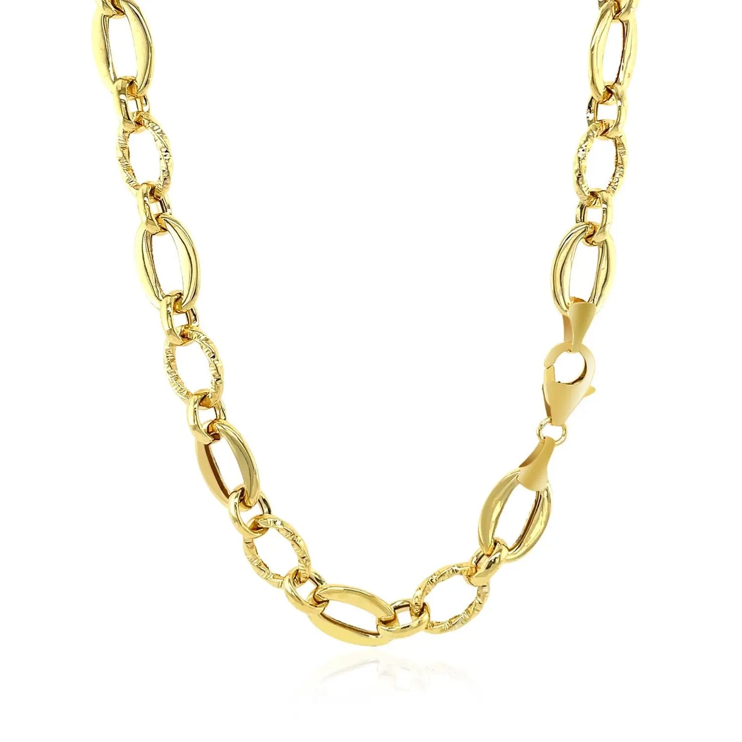 Shiny and Textured Oval Link Necklace in 14k Yellow Gold RCJ Necklaces  CELESTIA LUXE JEWELLERS
