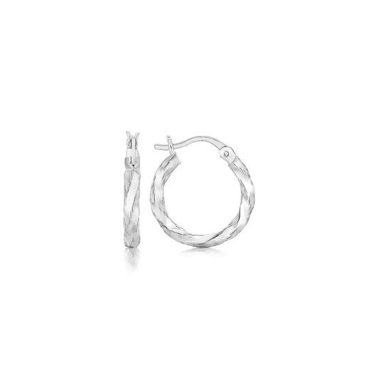 Spiral Style Polished Hoop Earrings in Sterling Silver(3x15mm) RCJ Earrings  CELESTIA LUXE JEWELLERS