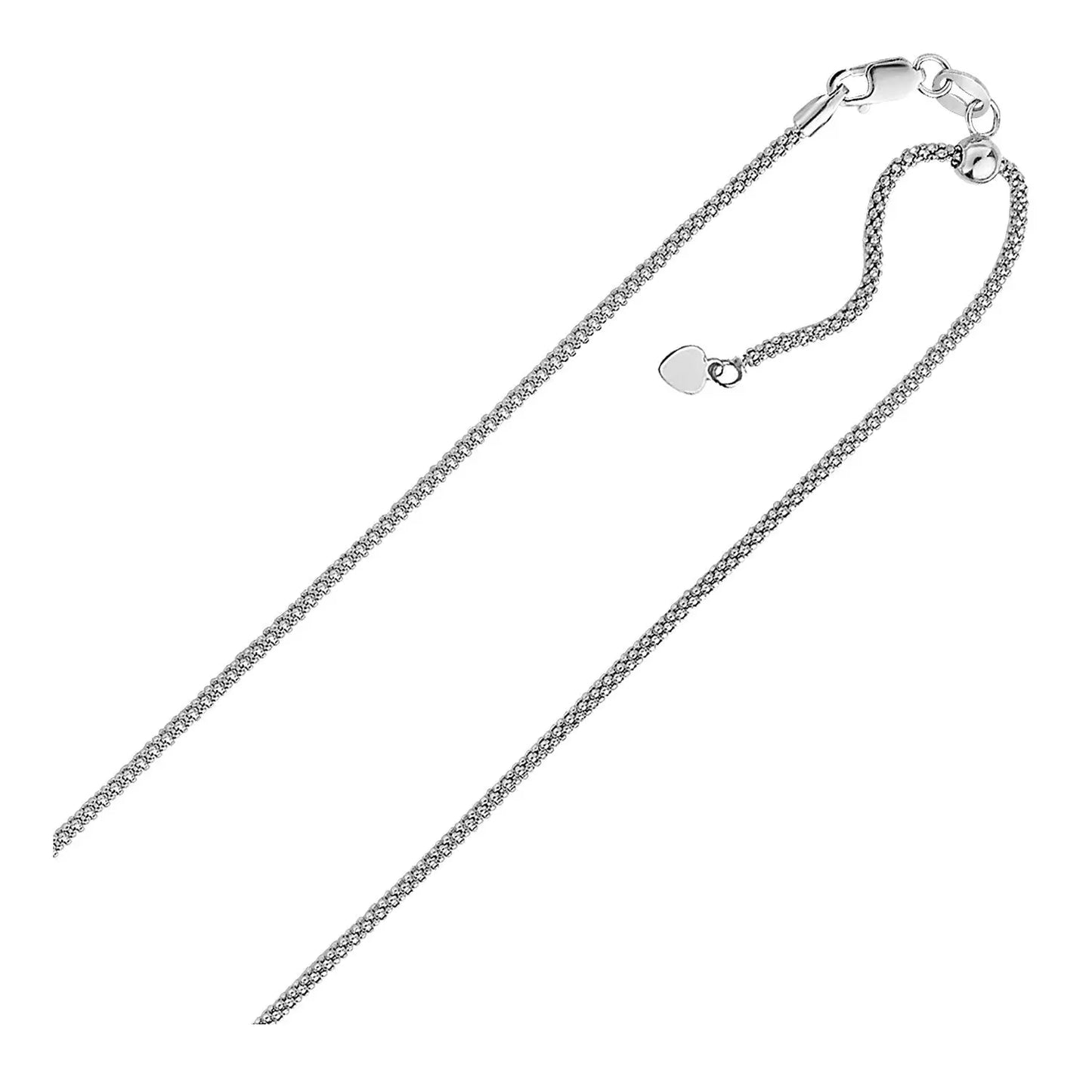 Sterling Silver 0.8mm Adjustable Popcorn Chain (0.80 mm) RCJ Chains  CELESTIA LUXE JEWELLERS