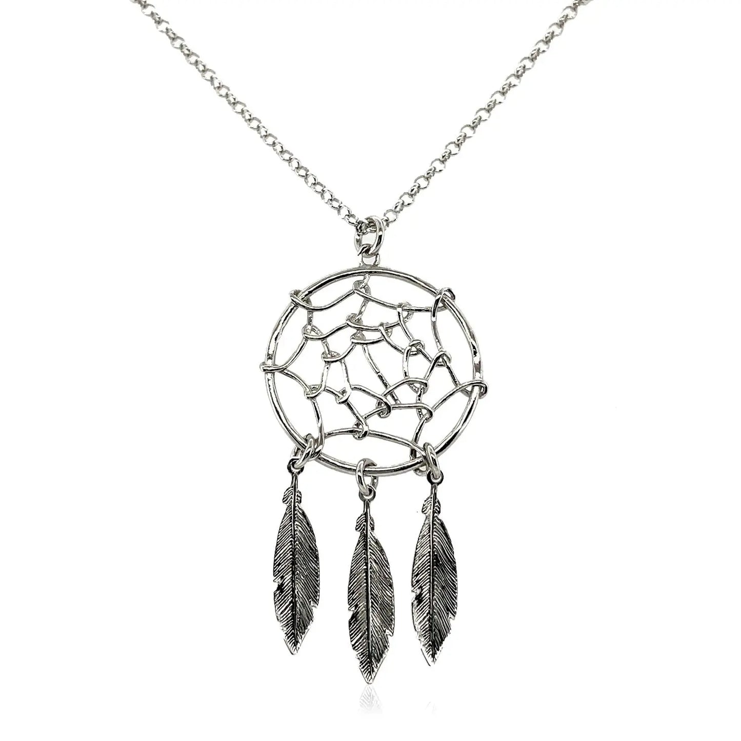 Sterling Silver 17 inch Necklace with Dream Catcher Pendant RCJ Necklaces  CELESTIA LUXE JEWELLERS